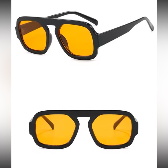 Bold Black & Champagne Sunglasses with Thick Frames - Picture 4 of 5